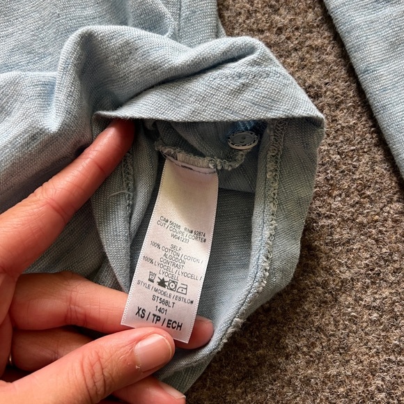 Y2K Splendid Button Down Long Sleeve T-Shirt 100% Cotton Heathered Blue Women XS - Picture 3 of 10